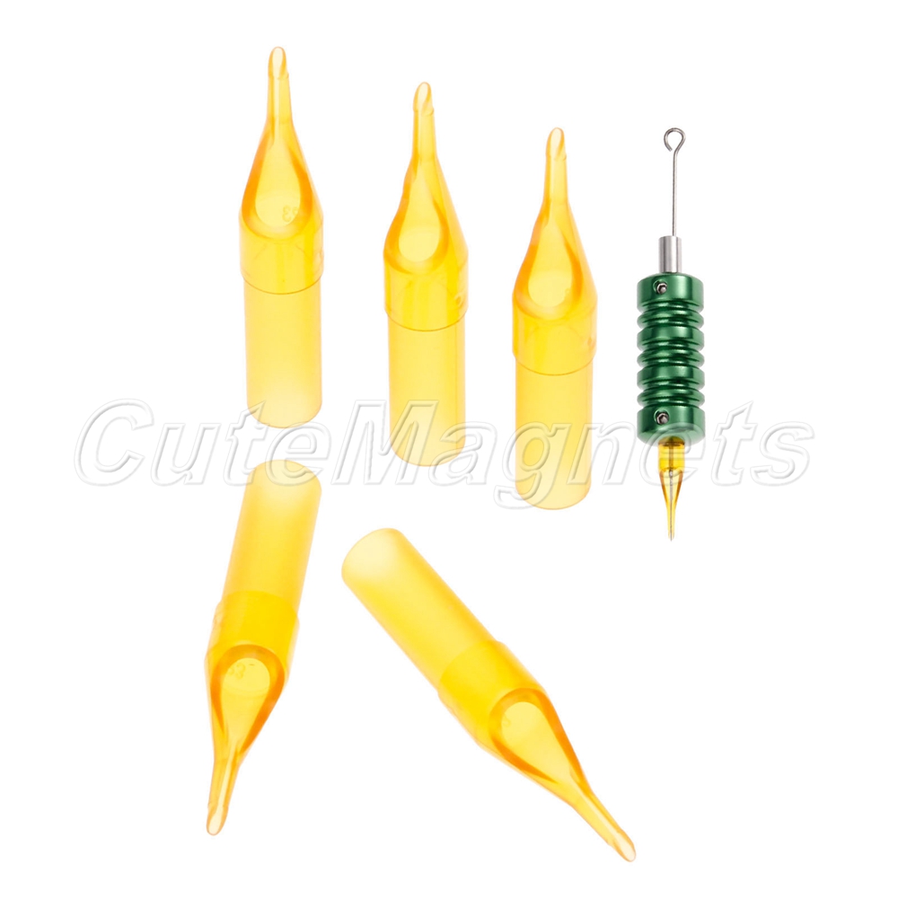 50Pcs Disposable Tattoo Grip Nozzles Tips Flat Round Diamond Tips 9 Model Yellow - Picture 9 of 17