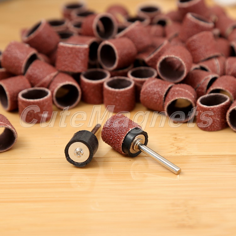 100Pcs 1/2" Sanding Bands with 2 Sanding Drums Mandrel For Grinder