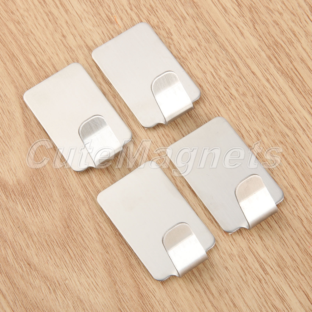 4pcs Stainless Steel Self Adhesive Sticky Hooks Wall Door Hanging Hanger Holder - Picture 9 of 10
