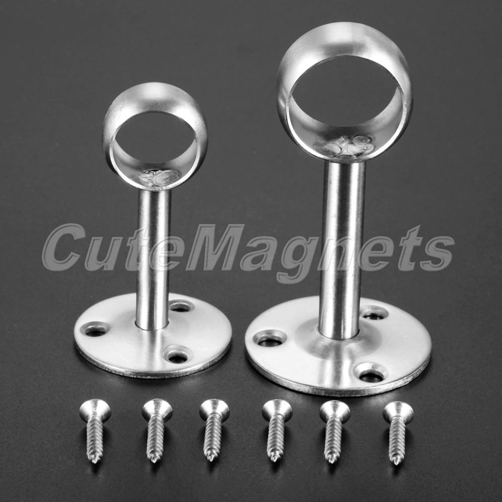 Stainless Steel Centre Bracket Wardrobe Hanging Clothes Rod Rail End