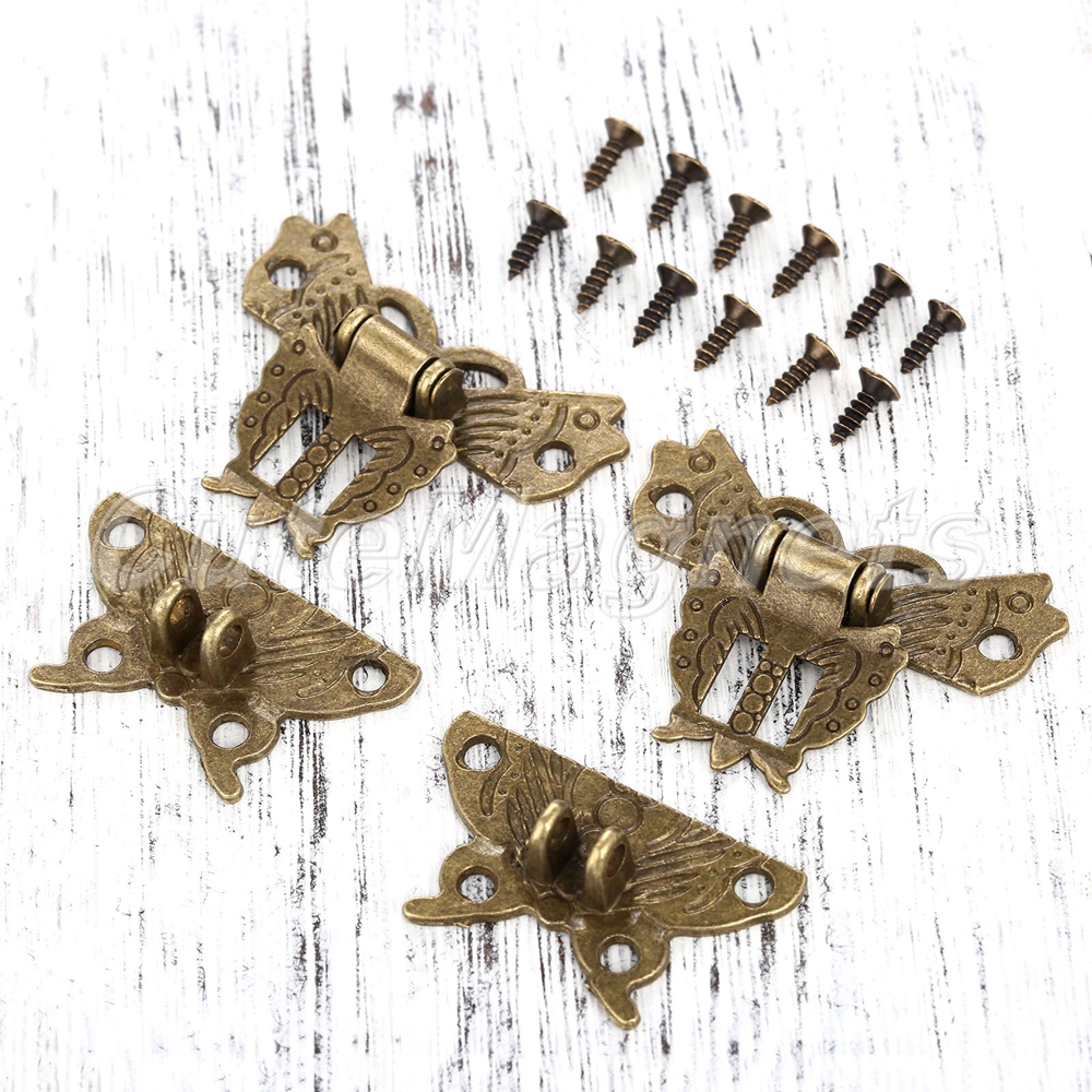 Antique Style 2pcs Decorative Butterfly Jewelry Box Clasp Hasps Latch